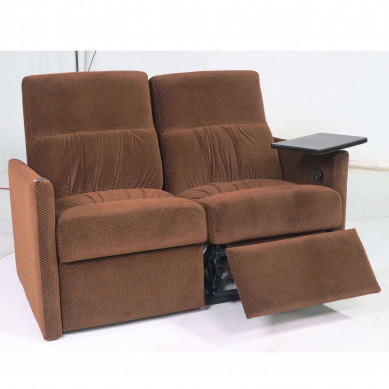 Qualitex Monaco RV Loveseat Manual Recliner in Fabric 52" Inch Width with Tray Table TLRV5036