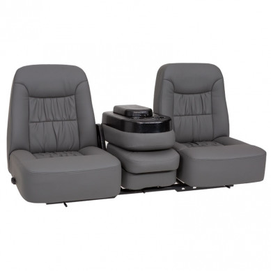 Qualitex K10 40-20-40 Low Back Truck Bench Seat, Fold-Forward & Recline Backs, Flip-Up Center Console w/ Storage, Fabric, Vinyl, or Leather, 20+ Colors
