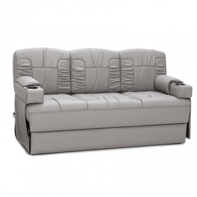 ualitex Belmont 68" RV Sofa Bed, Ultimate Leather, Full Size Bed, Cloud Gray