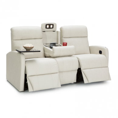 Qualitex Concord RV Double Recliner Sofa, Ultimate Leather, Power Recline, Macadamia