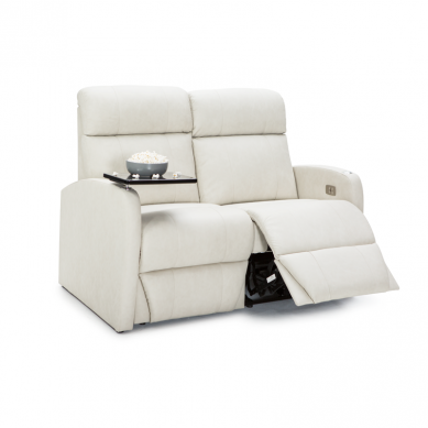 Qualitex Concord RV Loveseat Recliner, Ultimate Leather, Powered Headrest, Power Recline, Macadamia