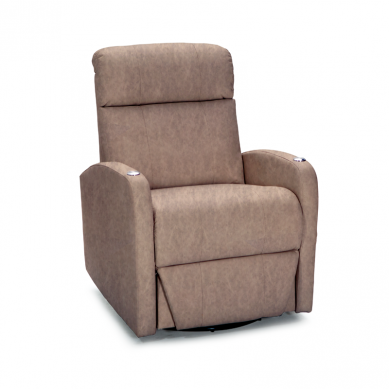 Qualitex Concord RV Swivel Recliner, Ultimate Leather, Powered Headrest, Power Recline, Desert Taupe