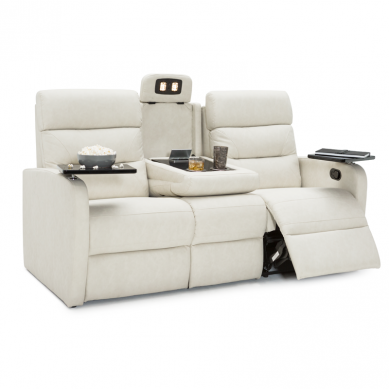 Qualitex Tribute RV Double Recliner Sofa, Ultimate Leather, Manual Recline, Macadamia