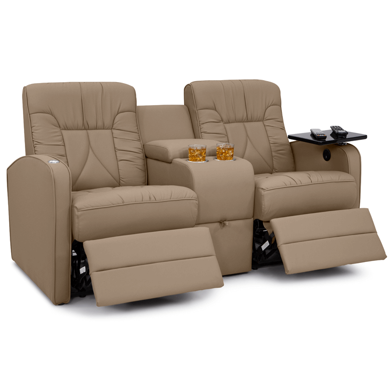 Qualitex De Leon RV Loveseat w/ Storage Console, Ultimate Leather, Two-Tone, Power Recline