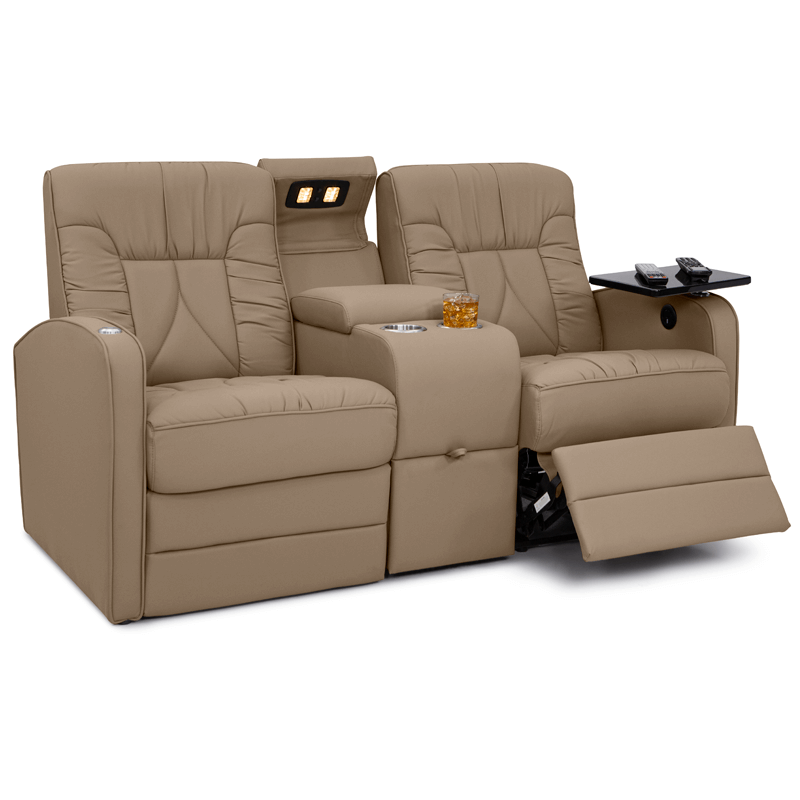 Qualitex De Leon RV Loveseat w/ Storage Console, Ultimate Leather, Two-Tone, Power Recline