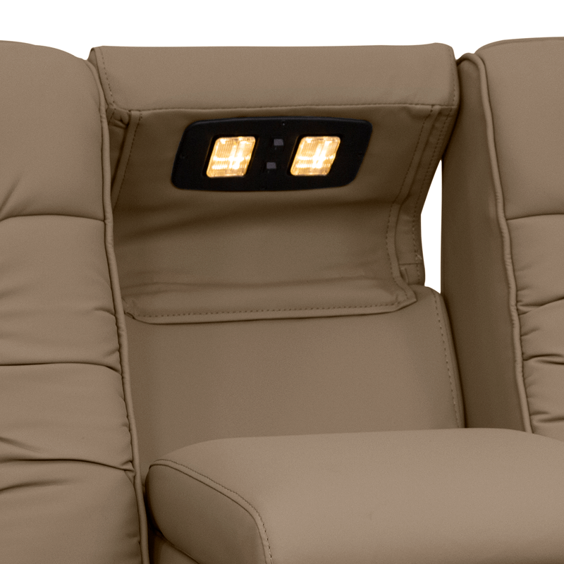 Qualitex De Leon RV Loveseat w/ Storage Console, Ultimate Leather, Two-Tone, Power Recline