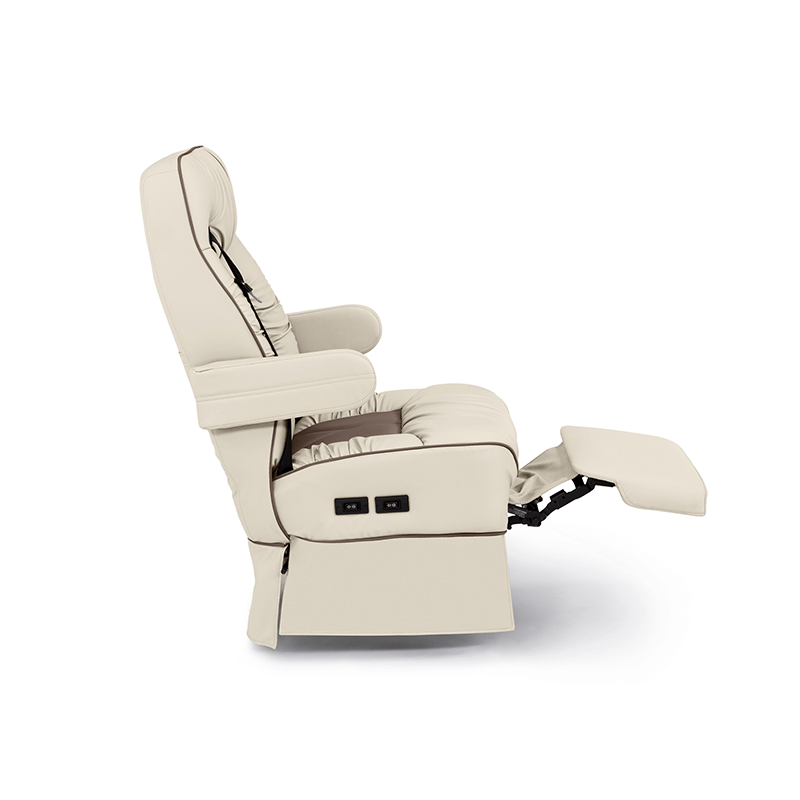 Side of De Leon Integrated Seatbelt Sprinter Captain Chair Two Tone