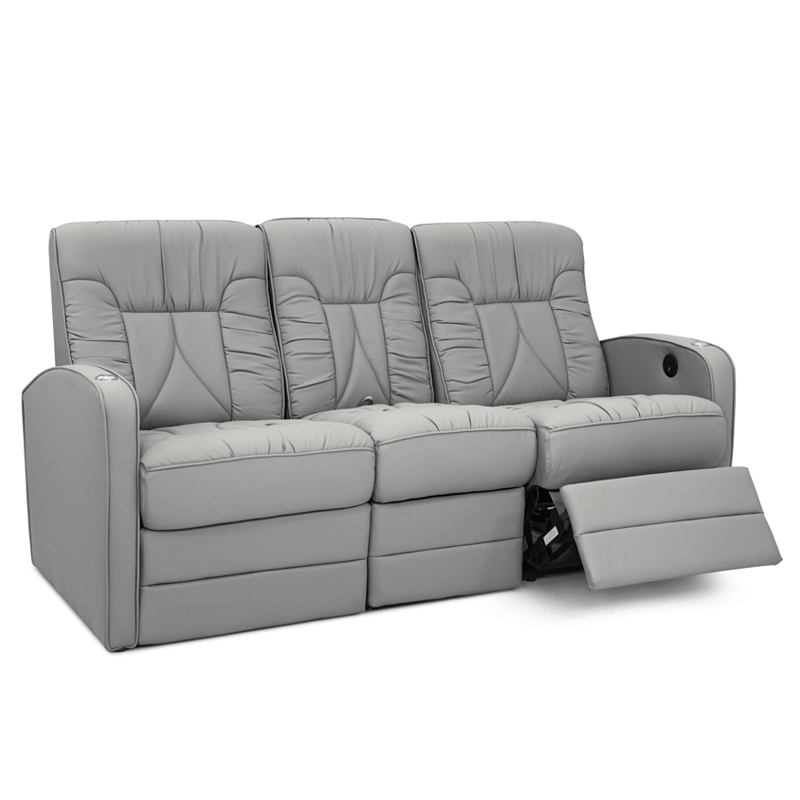 Qualitex De Leon RV Double Recliner Sofa, Ultimate Leather, Power Recline, Cloud Gray