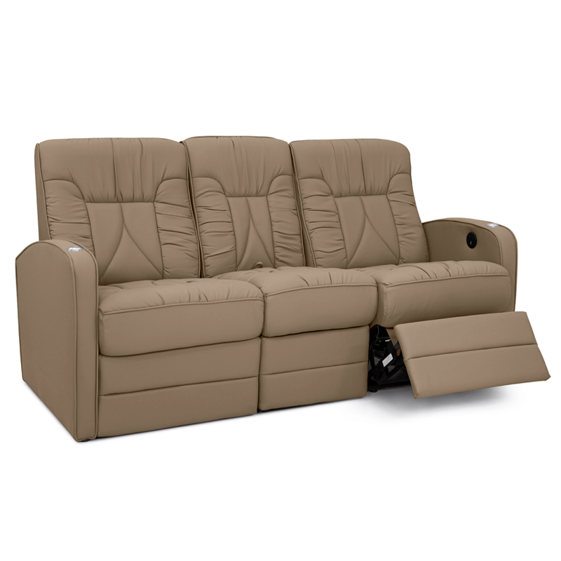 Qualitex De Leon RV Double Recliner Sofa, Ultimate Leather, Manual Recline, Fawn 