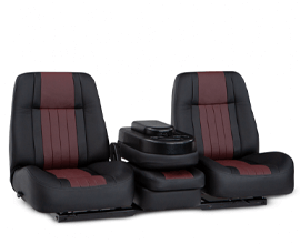 Qualitex American Classic Low Back 40-20-40 Truck Bench Seat, Fold-Forward & Recline Backs, Flip-Up Center Console w/ Storage, Fabric, Vinyl, or Leather, 20+ Colors