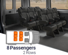 Qualitex Sprinter 18" VIP Passenger Van Seat Replacement Row Kit (2007-2018, & 2019+), 8 Passengers, 2 Rows, Short Wheel Base, Ultimate Leather