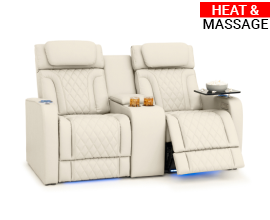 Qualitex Trailside RV Double Recliner Loveseat w/ Console, Ultimate Leather, Heat & Massage, Power Lumbar, Power Headrest, Power Recline