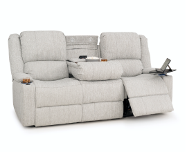 Qualitex Wellington RV Double Recliner Sofa, Performance Fabric, Manual Recline