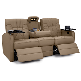 Qualitex De Leon RV Double Recliner Sofa, Ultimate Leather, Manual Recline, Fawn 