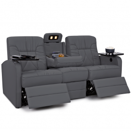 Qualitex De Leon RV Double Recliner Sofa, Ultimate Leather, Power Recline, Graphite