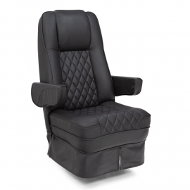Qualitex Monument Van Captain Chair, Ultimate Leather, Manual Lumbar, Midnight Black