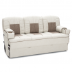 Qualitex Belmont 68" RV Sofa Bed, Ultimate Leather, Full Size Bed, Macadamia & Desert Taupe