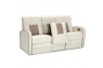 Qualitex De Leon RV Double Recliner Sofa, Ultimate Leather, Manual Recline, Macadamia & Desert Taupe