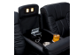Qualitex De Leon RV Double Recliner Sofa, Ultimate Leather, Power Recline, Midnight Black