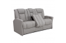 Qualitex Monument RV Double Recliner Sofa, Ultimate Leather, Power Recline, Cloud Gray