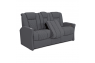 Qualitex Monument RV Double Recliner Sofa, Ultimate Leather, Power Recline, Graphite