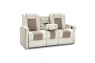 Qualitex Monument RV Double Recliner Sofa, Ultimate Leather, Power Recline, Macadamia & Desert Taupe