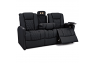 Qualitex Monument RV Double Recliner Sofa, Ultimate Leather, Power Recline, Midnight Black