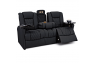Qualitex Monument RV Double Recliner Sofa, Ultimate Leather, Power Recline, Midnight Black