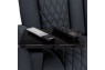 Qualitex Monument RV Double Recliner Sofa, Ultimate Leather, Power Recline, Midnight Black