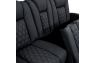 Qualitex Monument RV Double Recliner Sofa, Ultimate Leather, Power Recline, Midnight Black
