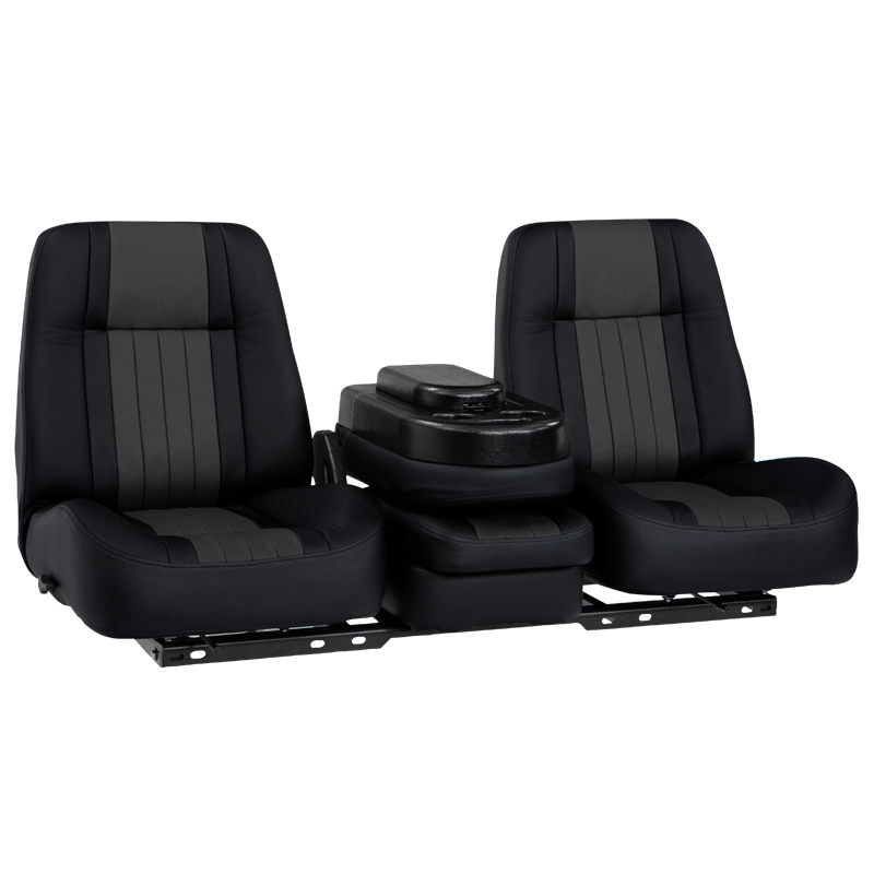 Qualitex American Classic Low Back 40-20-40 Seat, Black & Charcoal